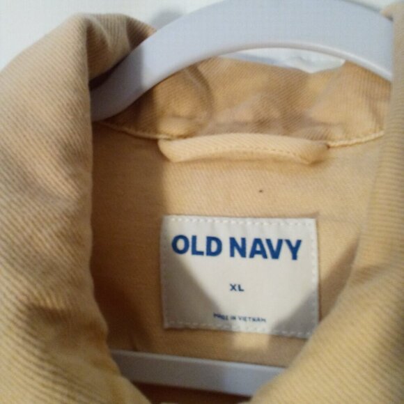 Old Navy Denim Jacket Women XL Button Up Long Sleeve Pockets Peach Orange - Picture 11 of 16